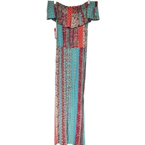NWT Xhilaration Boho Printed Off Shoulder Maxi Dress size M🩷